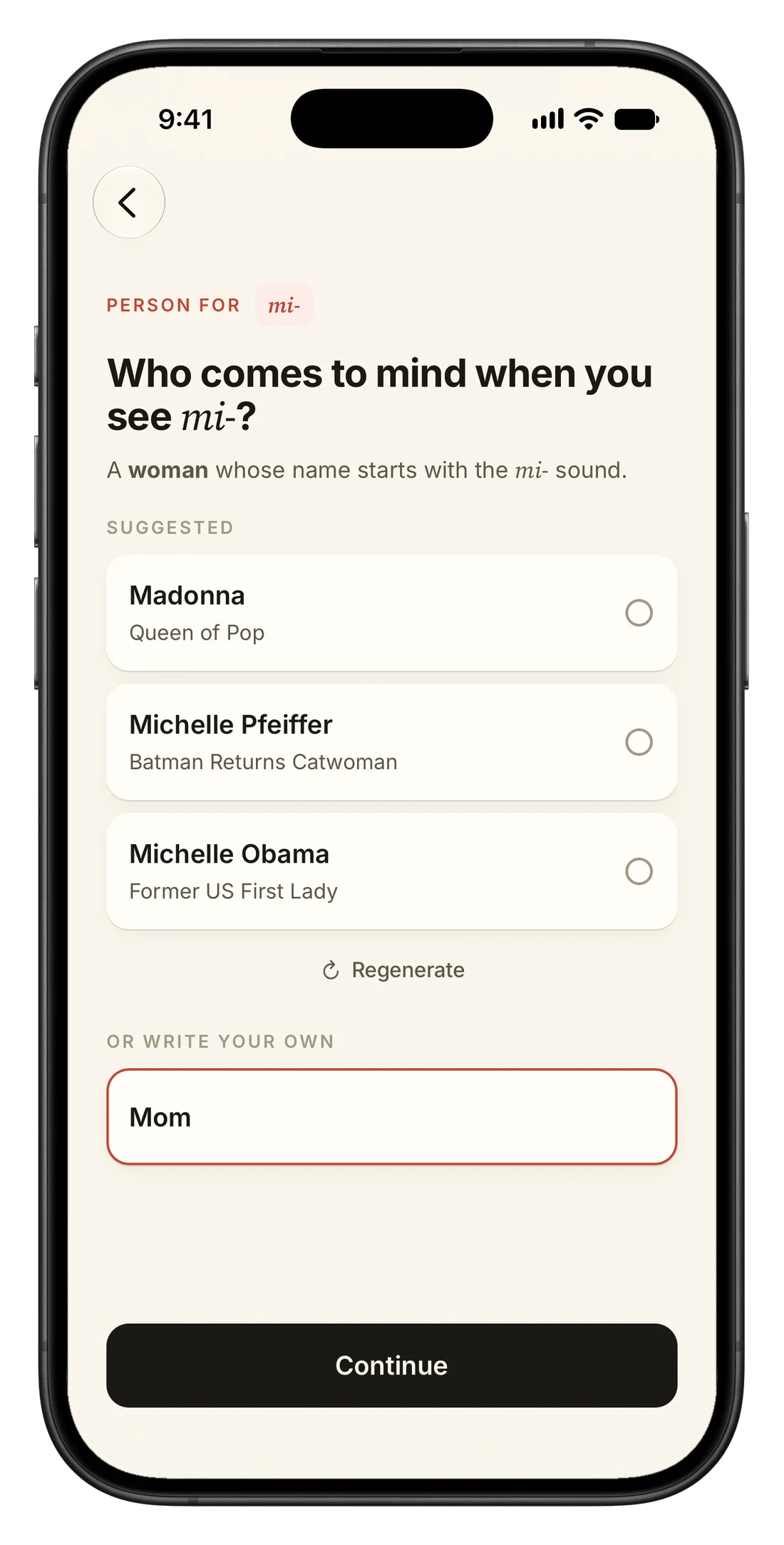 Tongda casting screen: choosing the Person for the mi- sound from suggestions, or writing your own